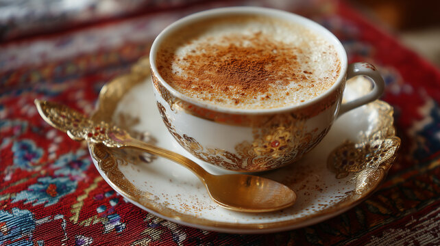 Cup of turkish traditional hot drink salep 