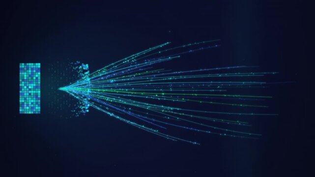 Digital data analysis and information flow from a pixelated source in an abstract technological environment