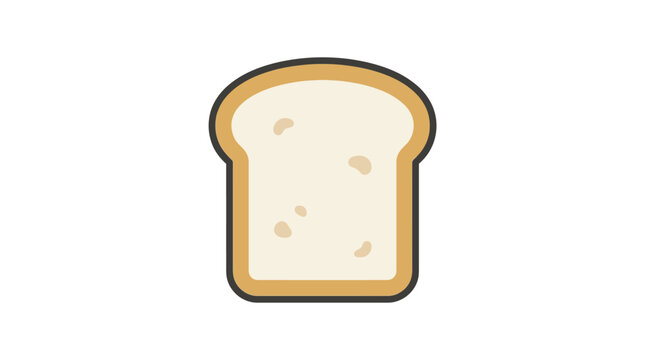 A flat vector icon of a slice of bread with rounded corners, minimal design, clean outline