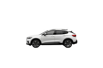 Fototapeta premium White modern suv car profile side view