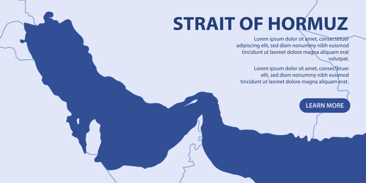 Web banner template for the Strait of Hormuz with placeholder text and button