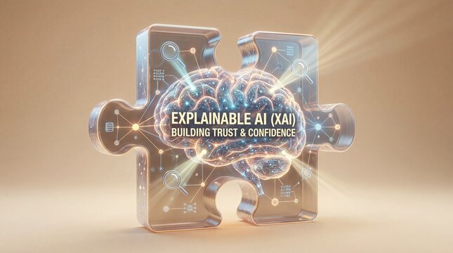 Explainable AI XAI Concept With Glowing Brain In Jigsaw Puzzle Piece Building Trust And Confidence Through Transparent Artificial Intelligence