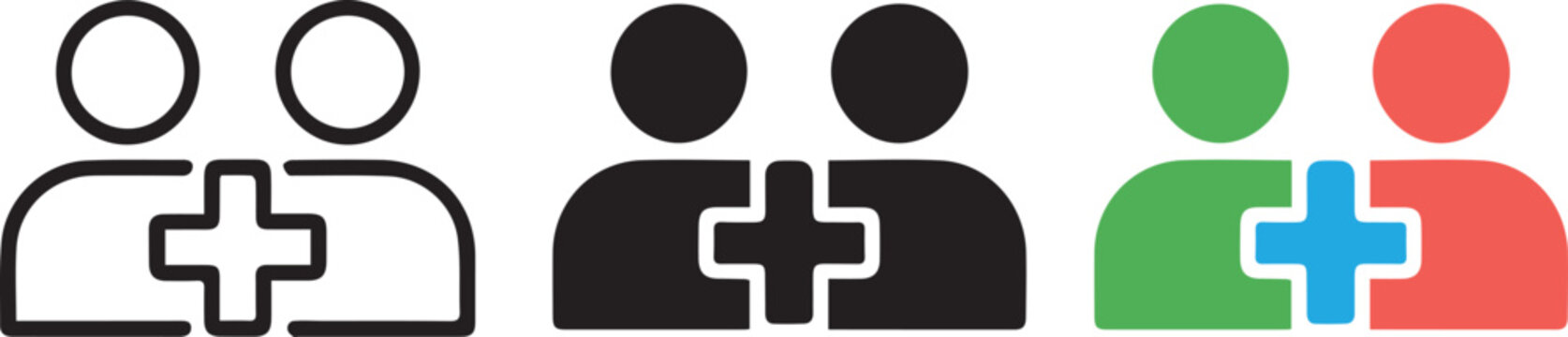 Minimalist add friend icon set
