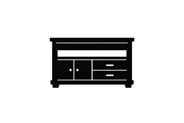Obraz premium Simple office desk with table and furniture icon illustration