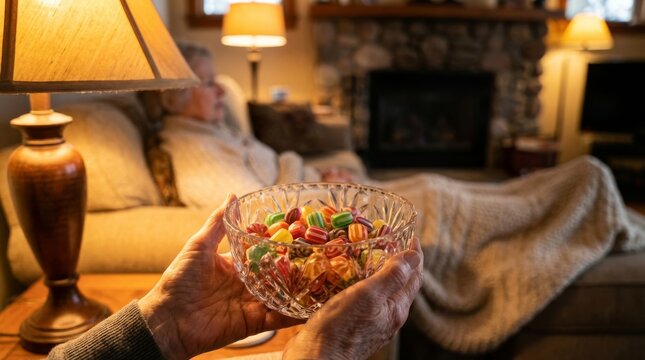 Visiting relatives and offering candy during Eid al-Fitr celebration Represents Sharing Hospitality and Sweet Nostalgia Concept