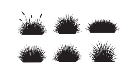Collection of different grass silhouettes for landscaping and design © GlobalVector Design
