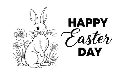 Fototapeta premium Vector easter bunny illustration with happy easter day text