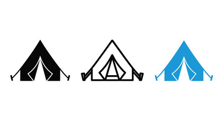 Three tent icons in varying colors a modern design silhouette © RKGolam