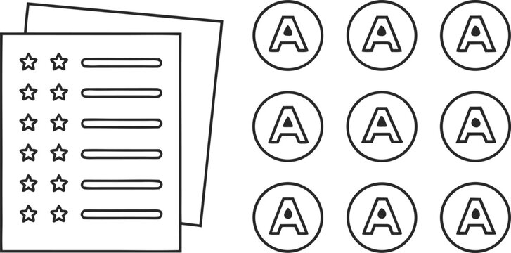 Mark set with stars and a grades a evaluation assessment scoring