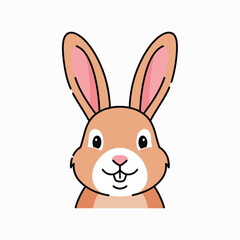 Obraz premium Cute Cartoon Rabbit Face Closeup Portrait.