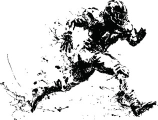 Obraz premium Dynamic american football player running with the ball in action silhouette
