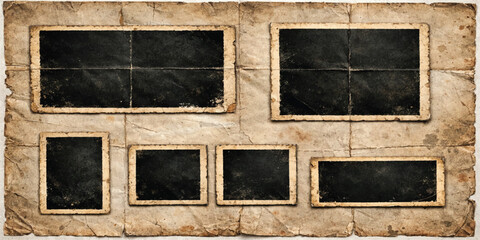 Fototapeta premium Vintage wooden photo album with old empty frames in antique style