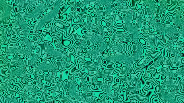 Abstract seamless pattern with wavy lines, topographic map style, liquid marble texture in teal and black colors, animated 4k video