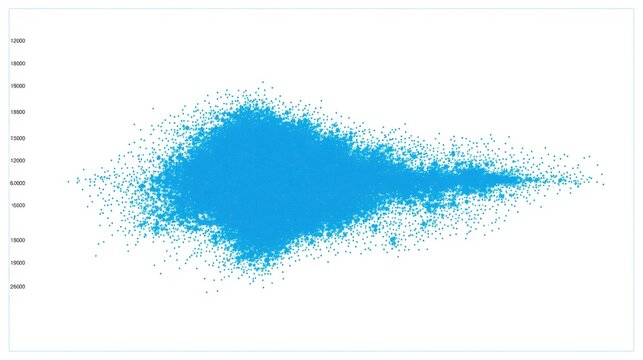 Scatterplot displays data points. Distribution appears concentrated, elongated horizontally. Values range from approximately 6000 to 12800.