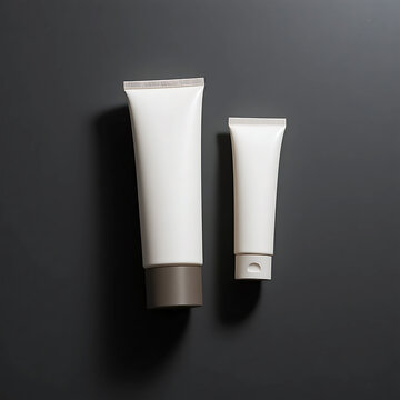 Minimalist Skincare: Clean, sleek tubes of skincare products, designed to enhance your daily self-care routine. Evoking a sense of purity and efficacy in its minimalist design