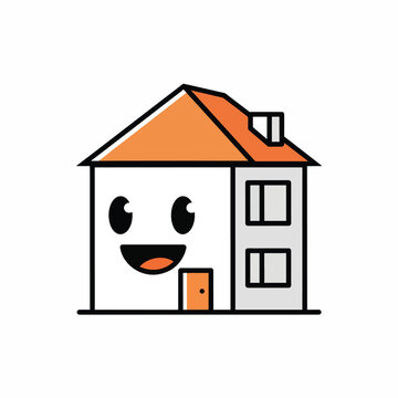Smiling House Cartoon Architecture.
