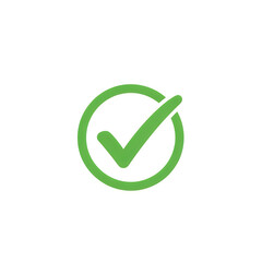 Green circular icon featuring a bold checkmark symbol representing approval and task completion isolated on white background