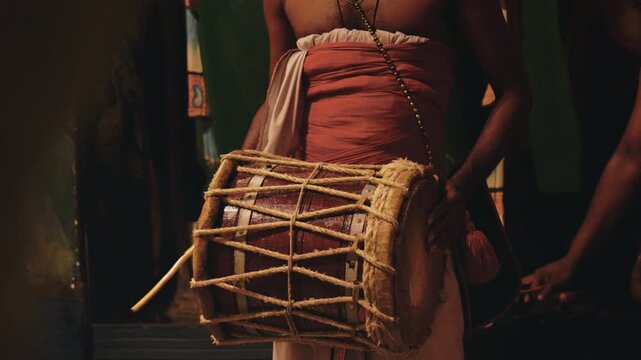 Traditional Drummer Performing in Sri Lanka Cultural Scene
