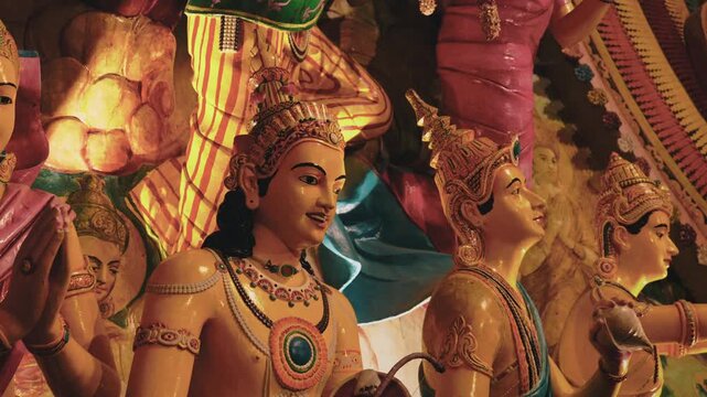 Group of Religious Statues Inside Temple Colombo Sri Lanka