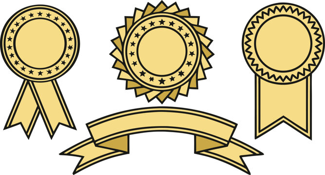 Golden labels and ribbons set luxury awards