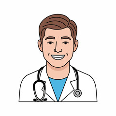 Fototapeta premium Smiling doctor with stethoscope on neck.