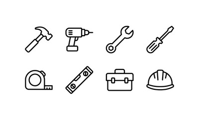 Fototapeta premium Set of construction tools icons on white background for various uses