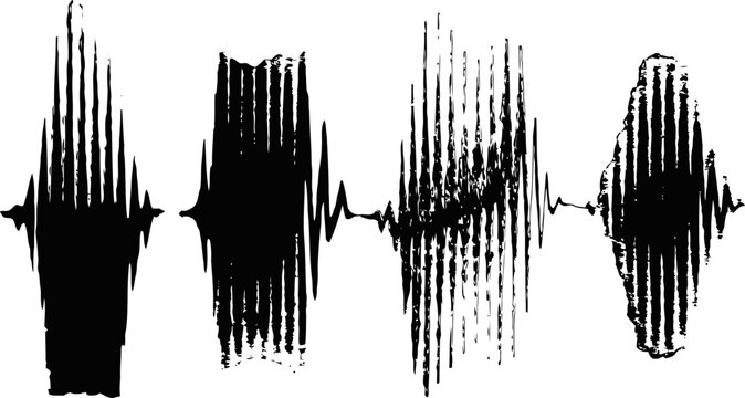 Abstract black sound wave illustration audio signal pattern and vibration graphic music frequency visual concept with dynamic jagged lines on white background