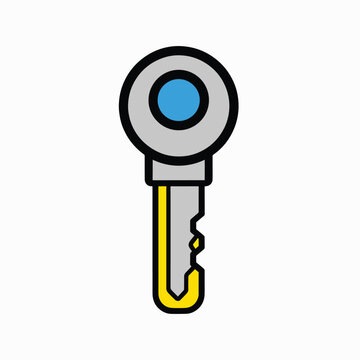 Colorful key with blue circle.