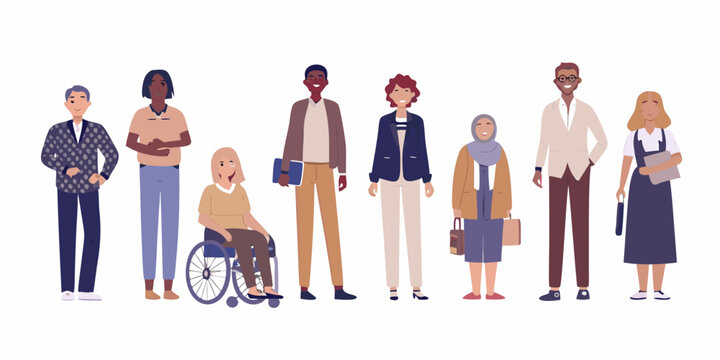Diverse group of people standing together showcasing inclusivity and representation