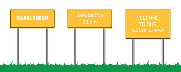 Welcome sing. Bangladesh road sign. Welcome to Bangladesh. The billboard with a city name. Vector illustration.  © GFX sulaiman