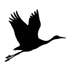 Obraz premium Flying crane silhouette vector image for wildlife enthusiasts and graphic designers resource usage