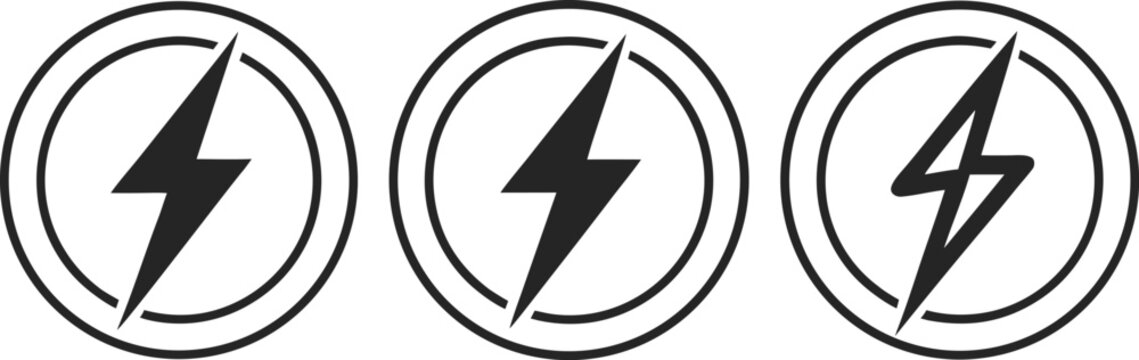 Black lightning bolt emblems in circles symbol 2
