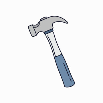 Hammer with blue handle and metal.