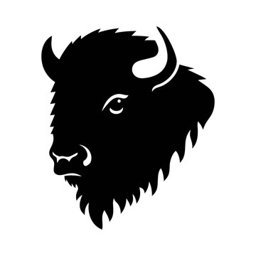 Bison head silhouette vector drawing of american buffalo wildlife animal illustration design element