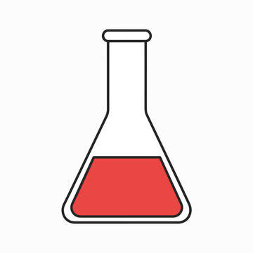 Laboratory Erlenmeyer Flask with Liquid.