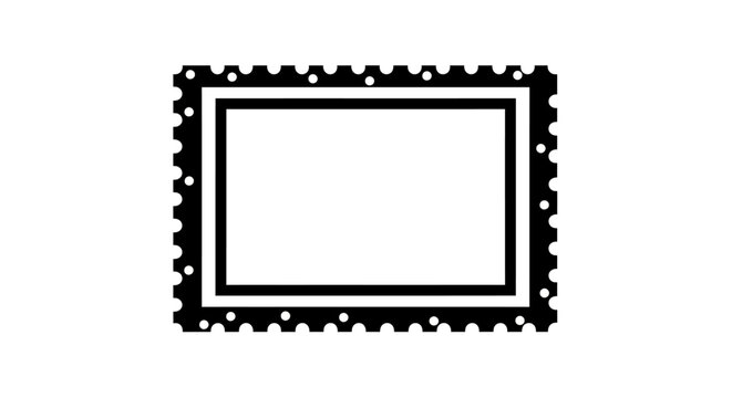 Rectangular Postage Stamp Frame with Dotted Border and Solid Fill on Isolated White Background