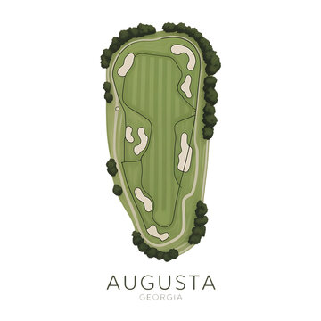 Augusta Georgia Golf Course Map, Top View, Tournament Layout