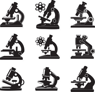 Atomic Force Microscope AFM Silhouette Advanced Confocal Microscope Laboratory Research Equipment Vector