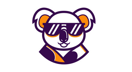 Stylized koala bear with sunglasses graphic on white background © Ditz