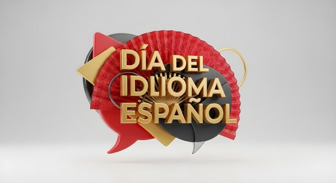 Spanish language day celebration with colorful speech bubbles