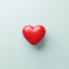 Obraz premium Red heart shape on light blue background. Minimalist 3D render of a symbol for love, romance, and affection. Valentine Day celebration greeting card concept, healthcare and care icon.