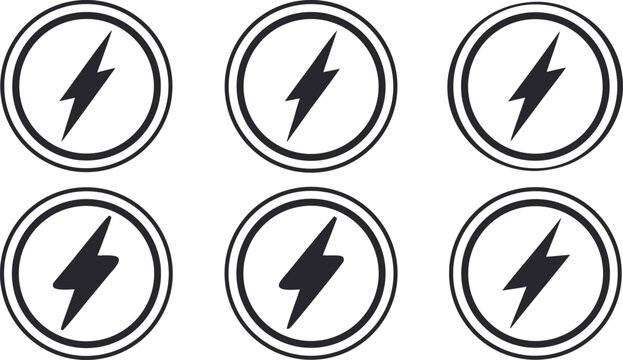 Black lightning bolt emblems in double circle sets symbol white 1