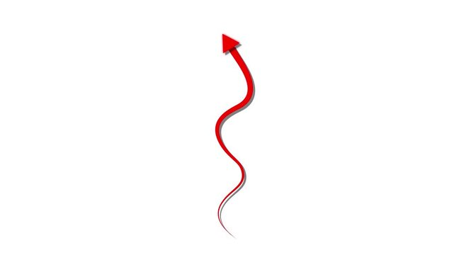 Animation of a arrow rising diagonally upwards on white  background. 4k motion graphics video and arrow rising transparent channel arrow 4k animation .