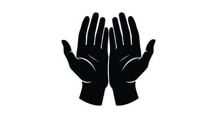 Obraz premium Two open hands facing upward in a stark black silhouette