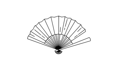 A minimalist line art illustration of a handheld fan © MdShakib
