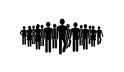 Obraz premium A group of business people walking together in a vector graphic illustration