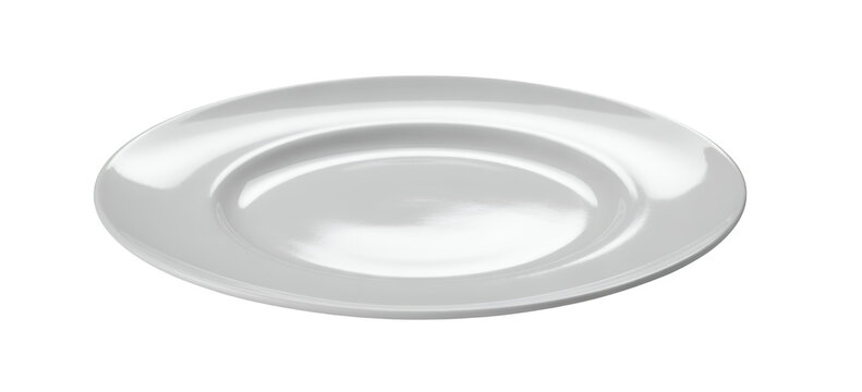 Large white plate with a recessed center ceramic dish tableware isolated on a transparent background