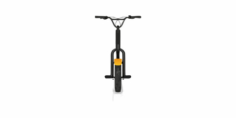 Front view of a black electric scooter with an orange accent © Nirob