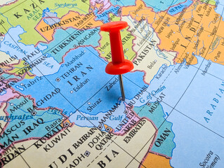 Plakat Strait of Hormuz on world map