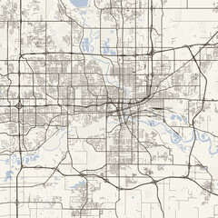 Obraz premium Des Moines City Map Sophisticated Geometric Urban Topography Featuring Meticulous Linework and Balanced Composition in a Timeless Minimalist Scandinavian Blueprint Aesthetic for Workspace Interior.